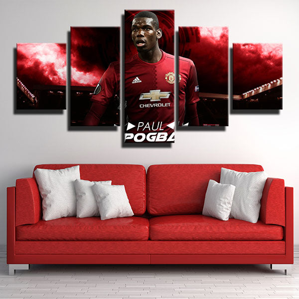 Manchester United Fc Midfield Paul Pogba Red Sky Canvas Wall Art