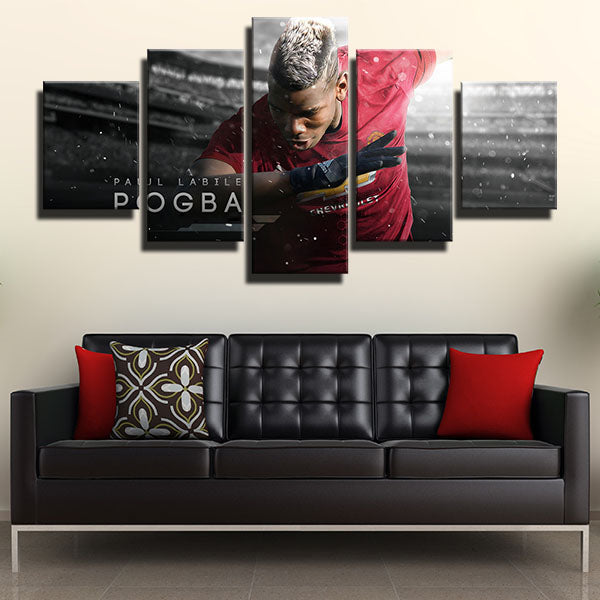 Manchester United Fc Midfield Paul Pogba White Sequins Canvas Wall Art