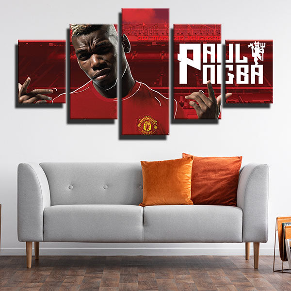 Manchester United Fc Midfield Pogba Red Venue Canvas Wall Art