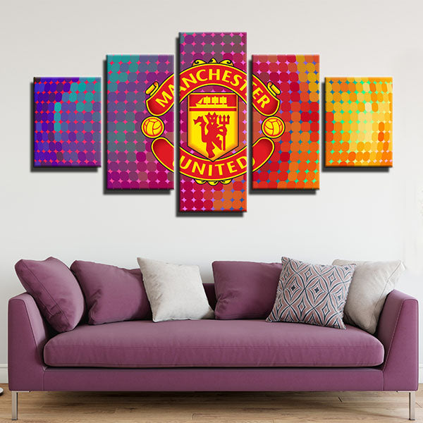 Manchester United Fc Multicolour Emblem Canvas Wall Art