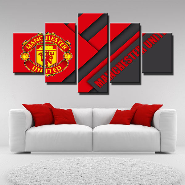 Manchester United Fc Red And Black Simple Emblem Canvas Wall Art