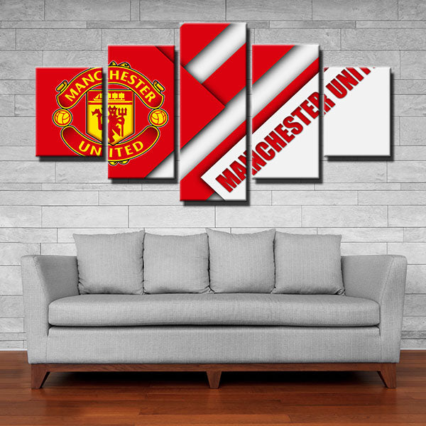 Manchester United Fc Red And White Emblem Canvas Wall Art