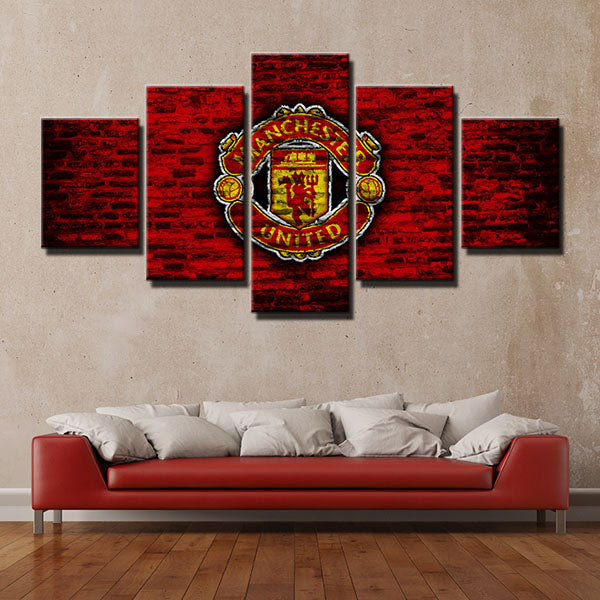 Manchester United Fc Red Brick Emblem Canvas Wall Art