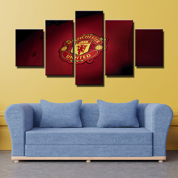 Manchester United Fc Red Cloth Emblem Canvas Wall Art