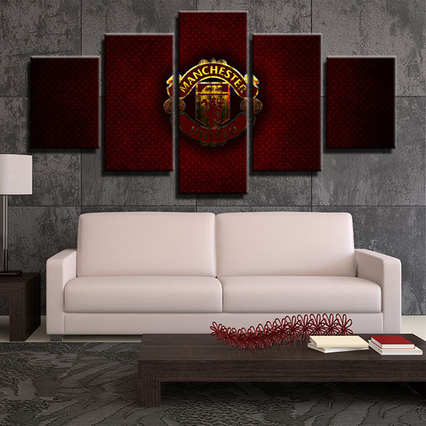 Manchester United Fc Red Iron Emblem Canvas Wall Art