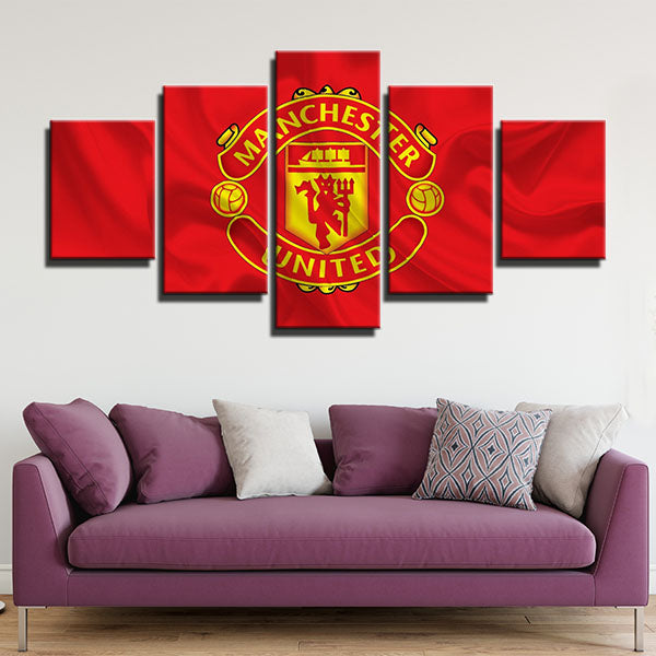Manchester United Fc Red Silk Emblem Canvas Wall Art
