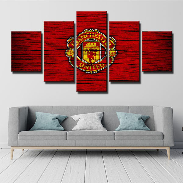 Manchester United Fc Red Wood Emblem Canvas Wall Art