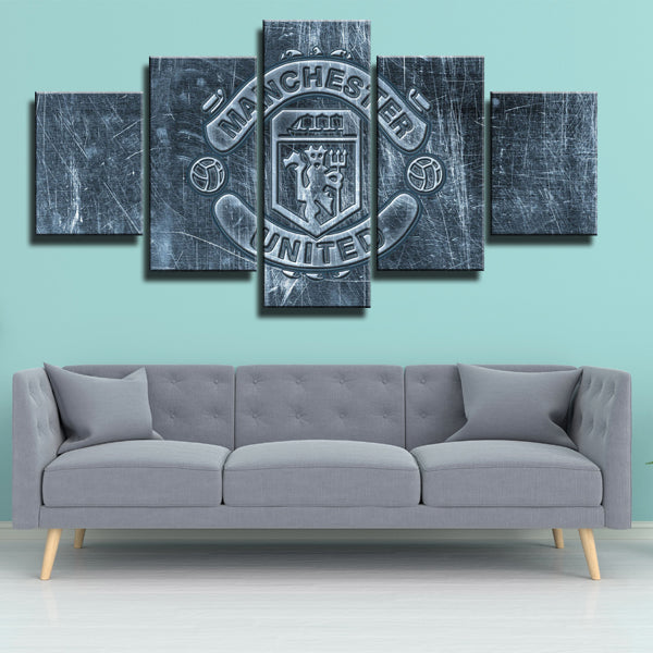 Manchester United Grey Logo Canvas Wall Art