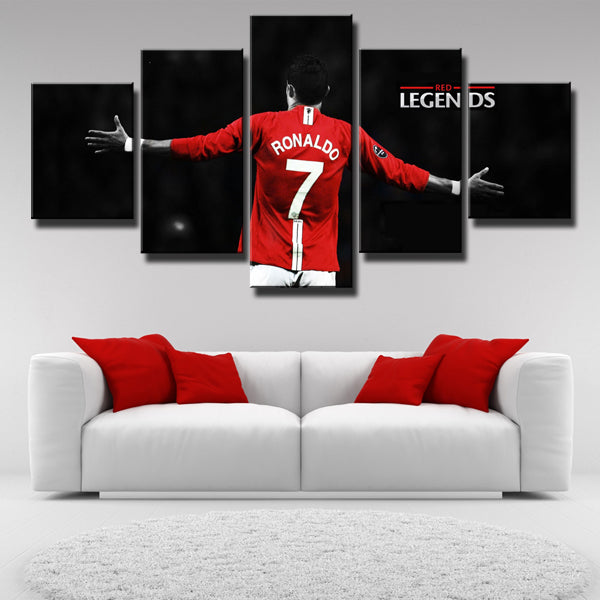 Manchester United Number 7 Ronaldo Red Legends Canvas Wall Art