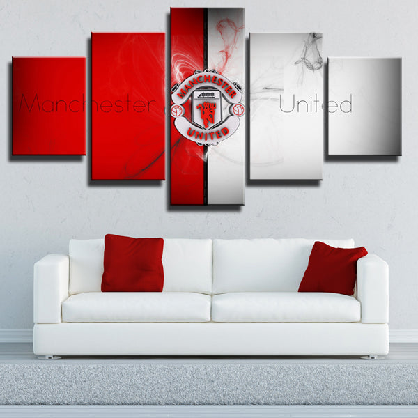 Manchester United Red And Grey Logo Canvas Wall Art