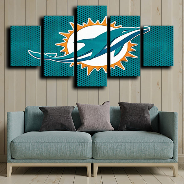 Miami Dolphins Logo Blue Canvas Wall Art