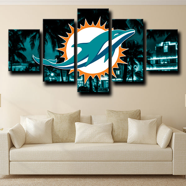 Miami Dolphins Logo Crest Canvas Wall Art