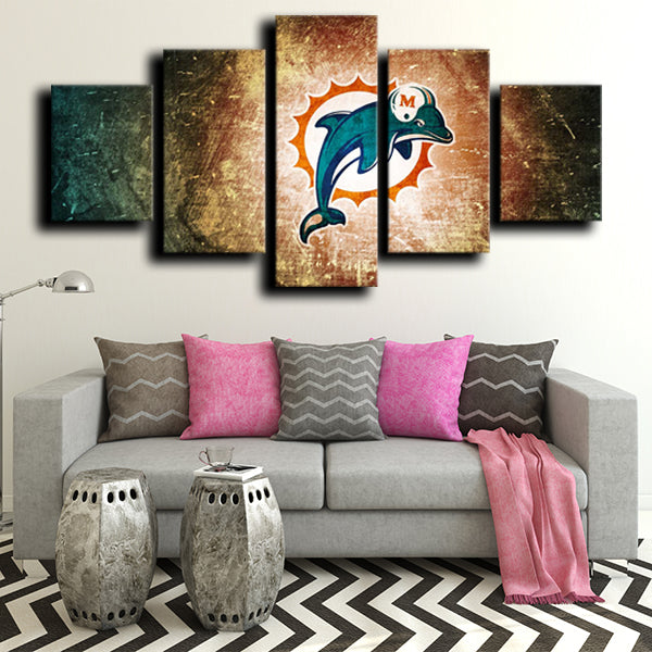 Miami Dolphins Logo Crest Canvas Wall Art