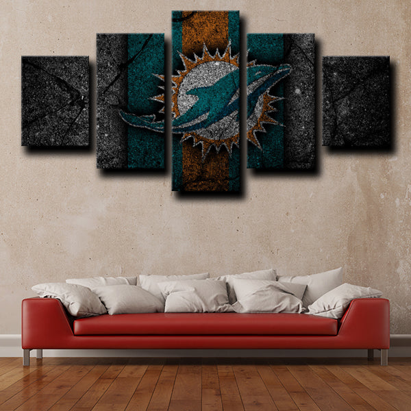 Miami Dolphins Logo Dark Canvas Wall Art