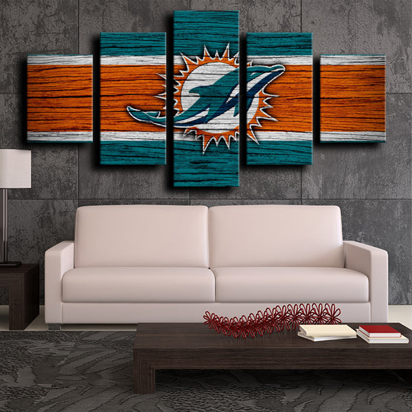 Miami Dolphins Logo Emblem Canvas Wall Art