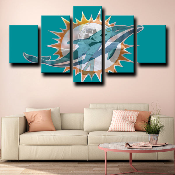 Miami Dolphins Logo Emblem Blue Canvas Wall Art Miami Dolphins Logo Emblem Blue Canvas Wall Art