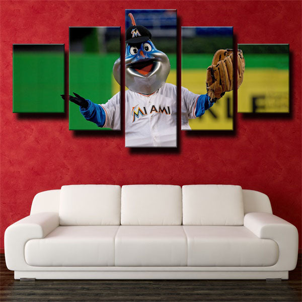 Miami Marlins Billy The Marlin Emblem Canvas Wall Art
