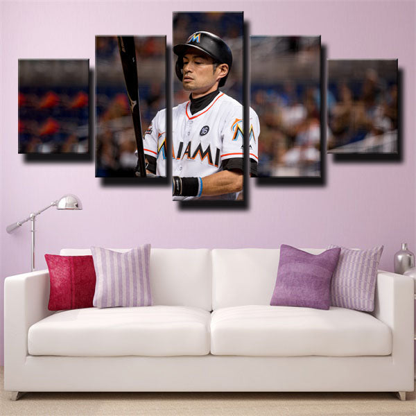 Miami Marlins Outfielder Ichi Ichiro Suzuki Canvas Wall Art