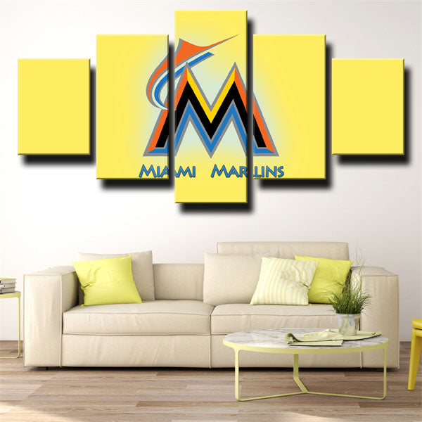 Miami Marlins Yellow Simple Emblem Canvas Wall Art Miami Marlins Yellow Simple Emblem Canvas Wall Art
