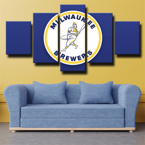 Milwaukee Brewers Cartoon Emblem Canvas Wall Art