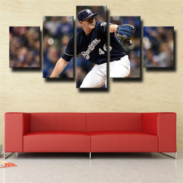 Milwaukee Brewers No.46 Pitcher Bird Dog Corey Knebel Canvas Wall Art