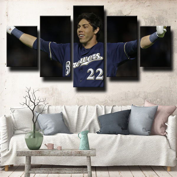Milwaukee Brewers Outfielder Christian Yelich Yeli Canvas Wall Art