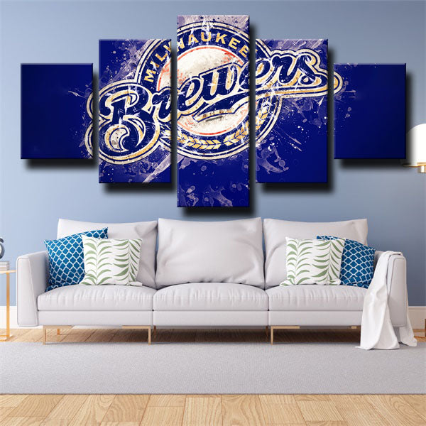 Milwaukee Brewers Painting Emblem Canvas Wall Art