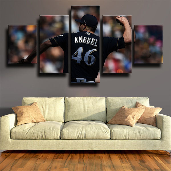 Milwaukee Brewers Pitcher No.46 Bird Dog Corey Knebel Canvas Wall Art