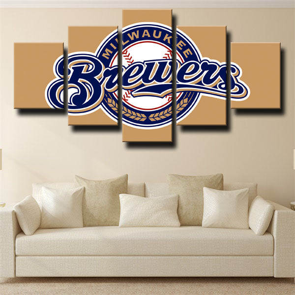 Milwaukee Brewers Wheat Color Emblem Canvas Wall Art