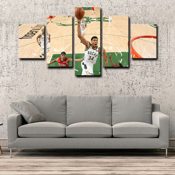 Milwaukee Bucks Giannis Antetokounmpo Canvas Wall Art