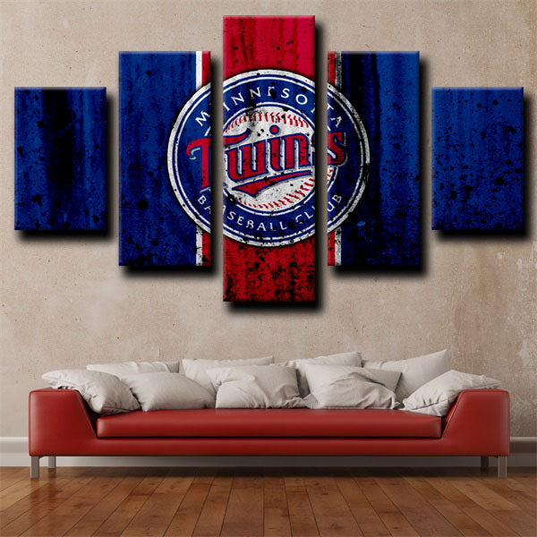 Minnesota Twins Blue And Red Symbol Canvas Wall Art