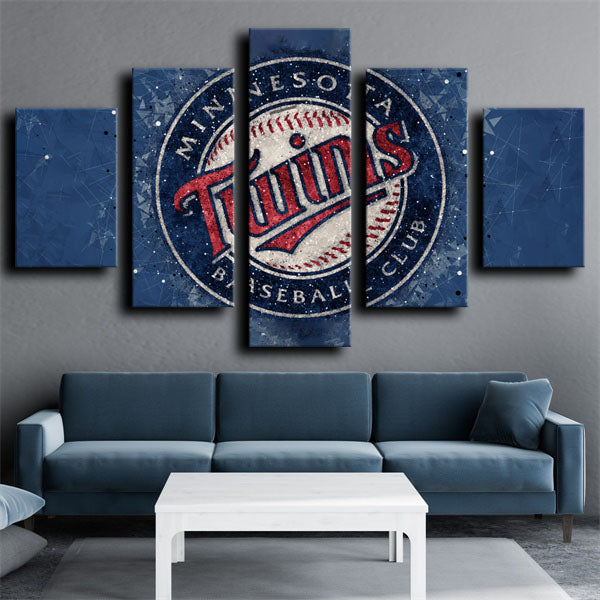 Minnesota Twins Blue Emblem Canvas Wall Art