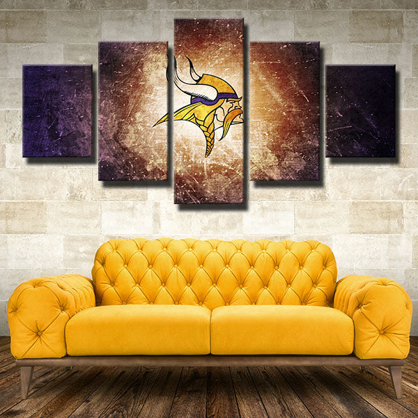 Minnesota Vikings Dazzle Metal Emblem Canvas Wall Art