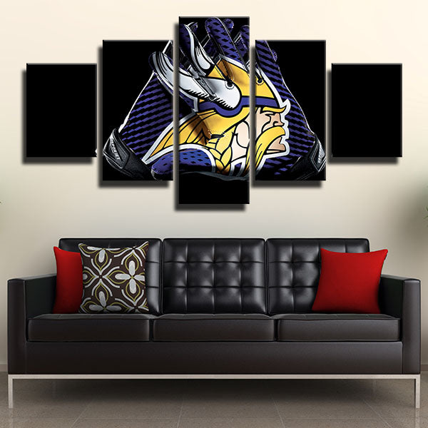 Minnesota Vikings Purple Gloves Emblem Canvas Wall Art