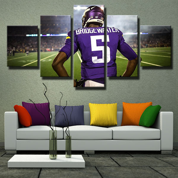 Minnesota Vikings Quarterback Silhouette Teddy Bridgewater Canvas Wall Art