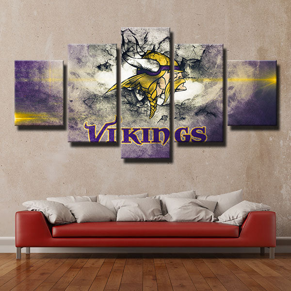 Minnesota Vikings Split Wall Emblem Canvas Wall Art