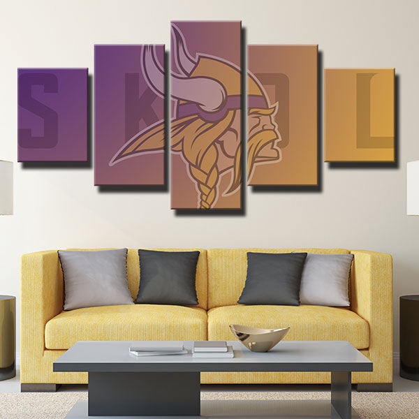 Minnesota Vikings Warm Color Emblem Canvas Wall Art