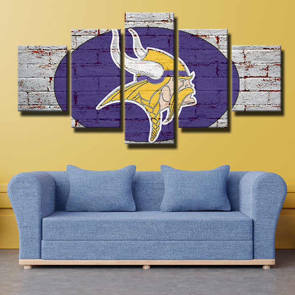 Minnesota Vikings White Wall Emblem - Pencil Canvas