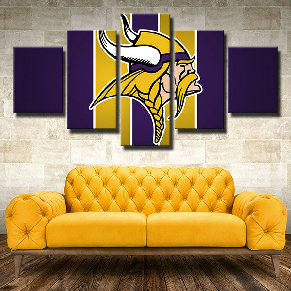 Minnesota Vikings Yellow Stripes Emblem Canvas Wall Art