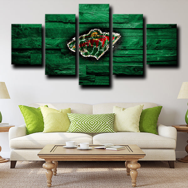 Minnesota Wild Badge Green Canvas Wall Art Minnesota Wild Badge Green Canvas Wall Art