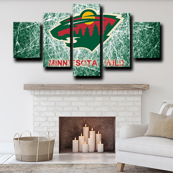 Minnesota Wild Badge Green Canvas Wall Art