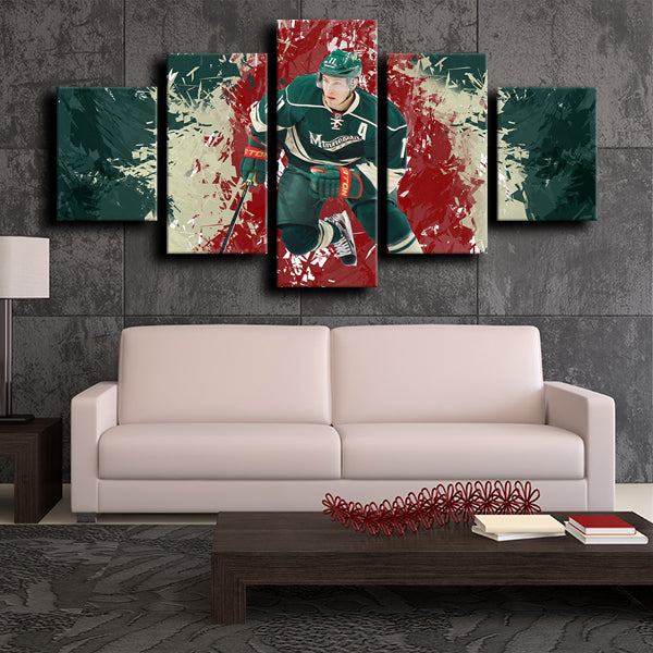 Minnesota Wild Left Wing Brinks Zach Parise Red And Green Canvas Wall Art