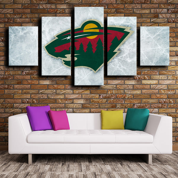 Minnesota Wild Logo Badge White Canvas Wall Art