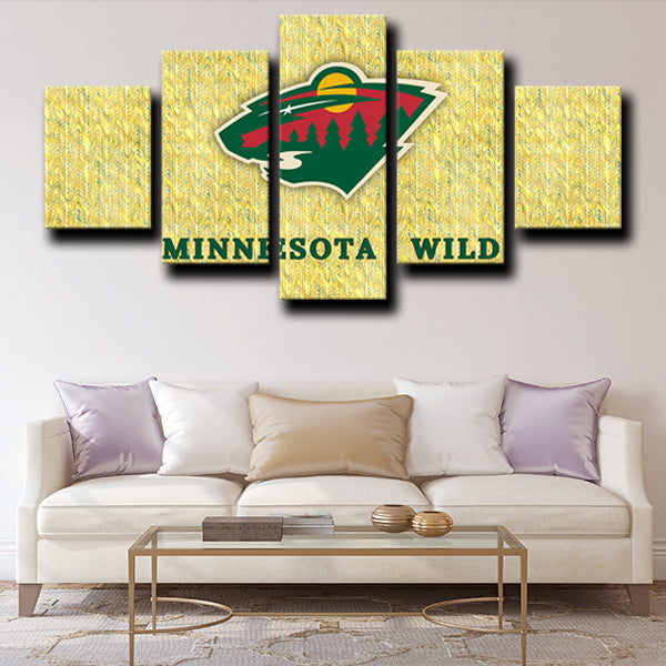 Minnesota Wild Logo Gold Canvas Wall Art
