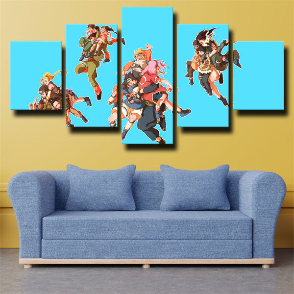 Naruto 4 Team All Members Blue Canvas Wall Art