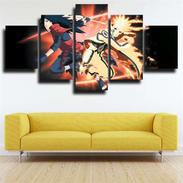 Naruto Sasuke And Naruto Black Canvas Wall Art