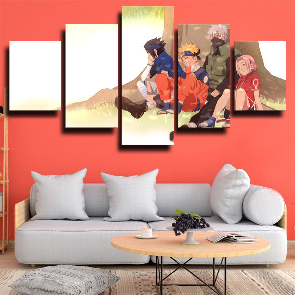 Naruto Team 8 And Kakashi White Canvas Wall Art