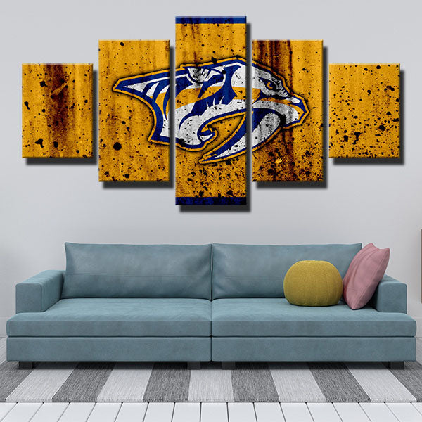 Nashville Predators Dirty Yellow Emblem Canvas Wall Art