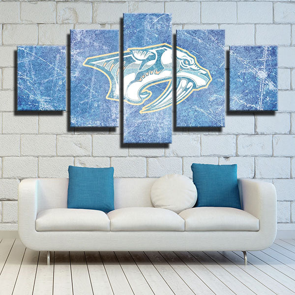 Nashville Predators Ice Scratch Emblem Canvas Wall Art