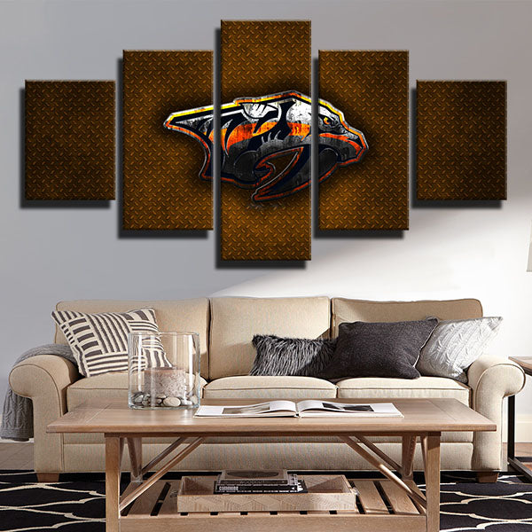 Nashville Predators Iron Emblem Canvas Wall Art